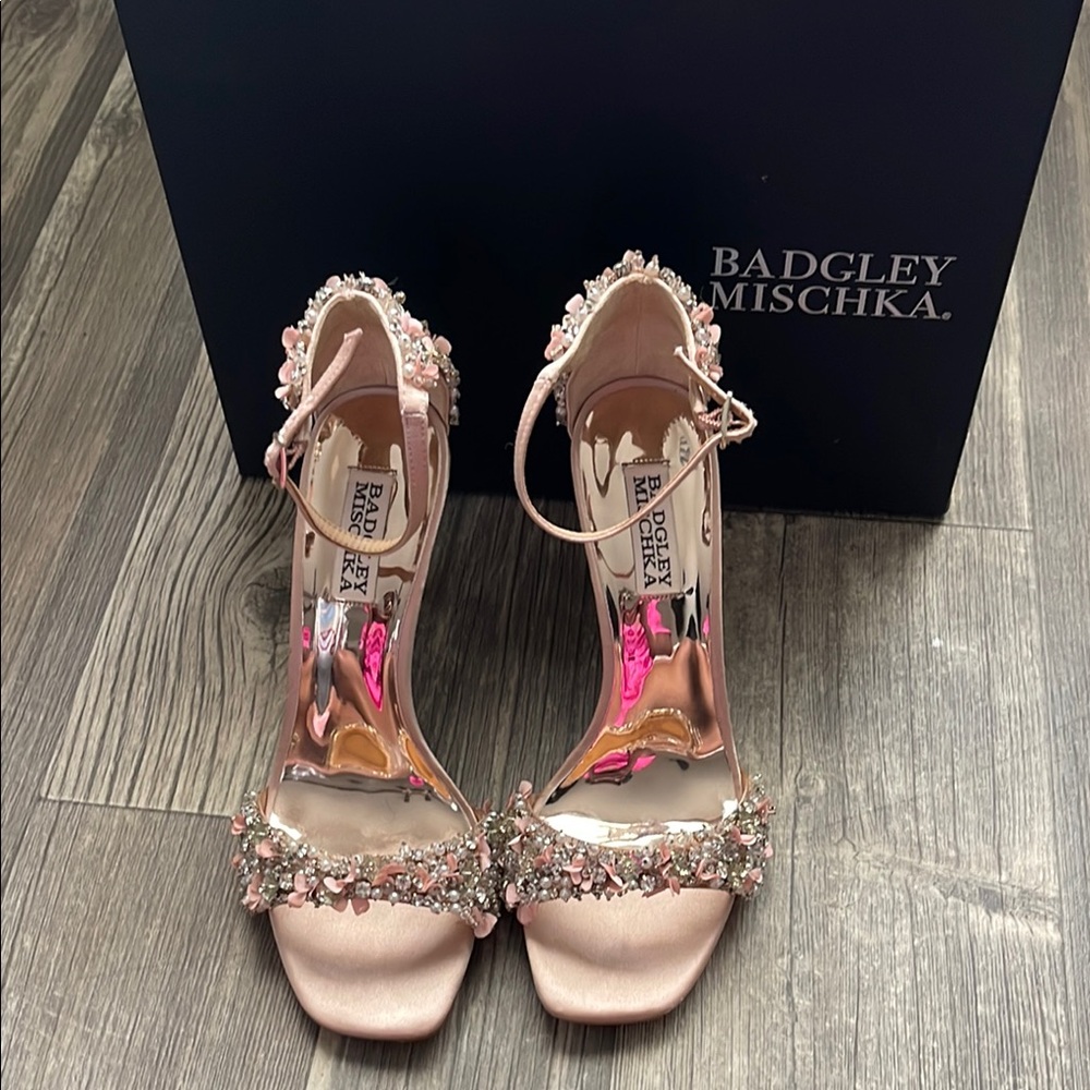 Badgley Mischka Pink Crystal Embellished Heels